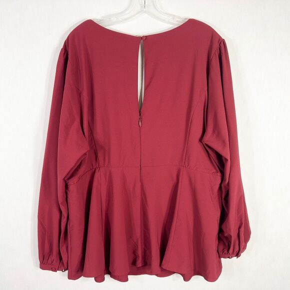 Torrid Plus Size 3X Top Peplum Crepe Sweetheart Neck Top Red‎ Keyhole Blouse 686 - Picture 5 of 12